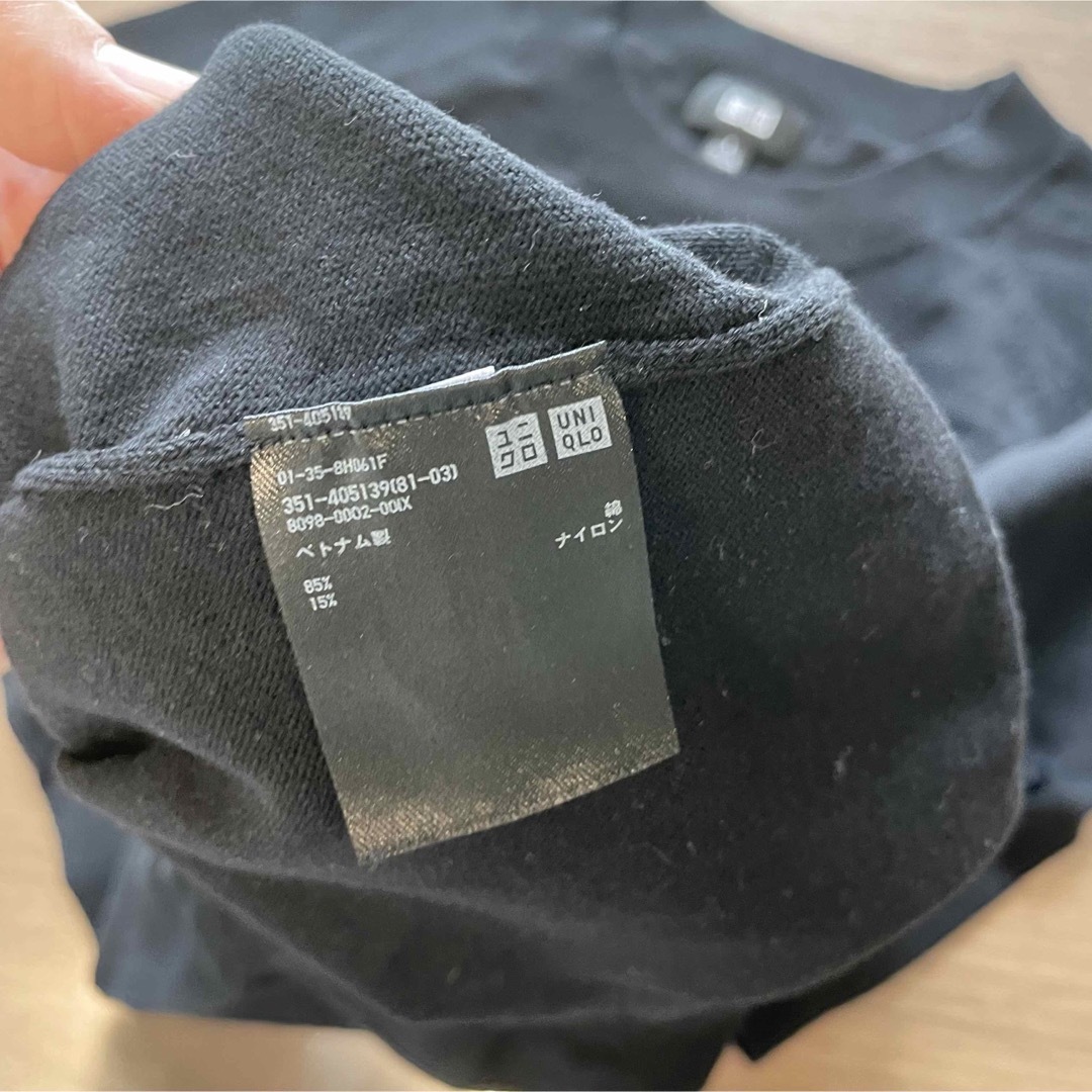 UNIQLO(ユニクロ)の【美品】ユニクロ黒トップス レディースのトップス(カットソー(半袖/袖なし))の商品写真