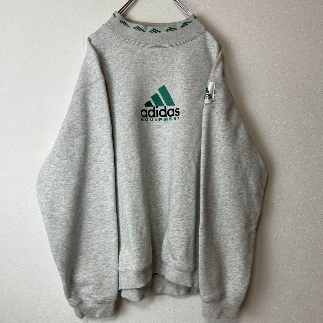 【前面ビック刺繍ロゴ】adidasEQUIPMENスウェット古着グレーL長袖