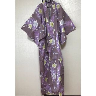 【新品】レディース浴衣  パープル系 花柄 綿100%(浴衣)