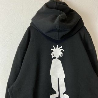 人気シャドーマン◎】stussyバックプリント古着パーカー黒ストリートL長袖-