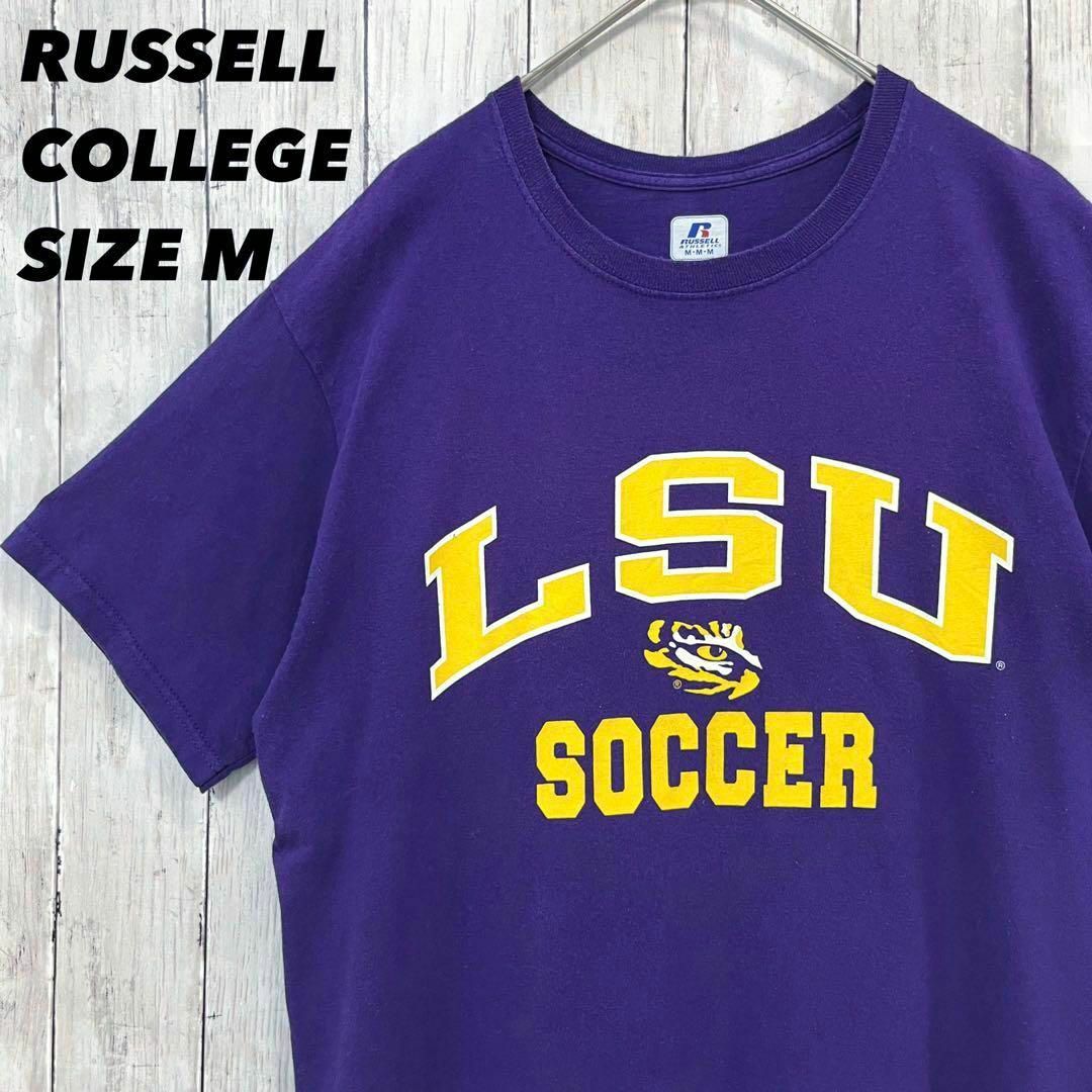 アメリカ古着ラッセルアスレチック　LSUカレッジプリントTシャツ　サイズM 紫 | フリマアプリ ラクマ