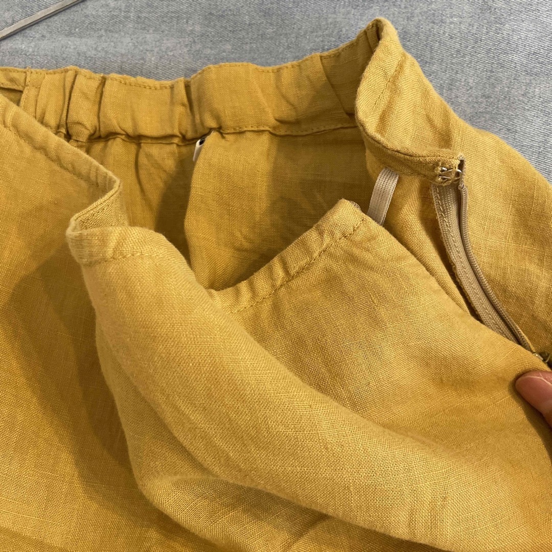 MUJI (無印良品)(ムジルシリョウヒン)の美品　無印リネンスカート　Lサイズ　マスタード レディースのスカート(ロングスカート)の商品写真