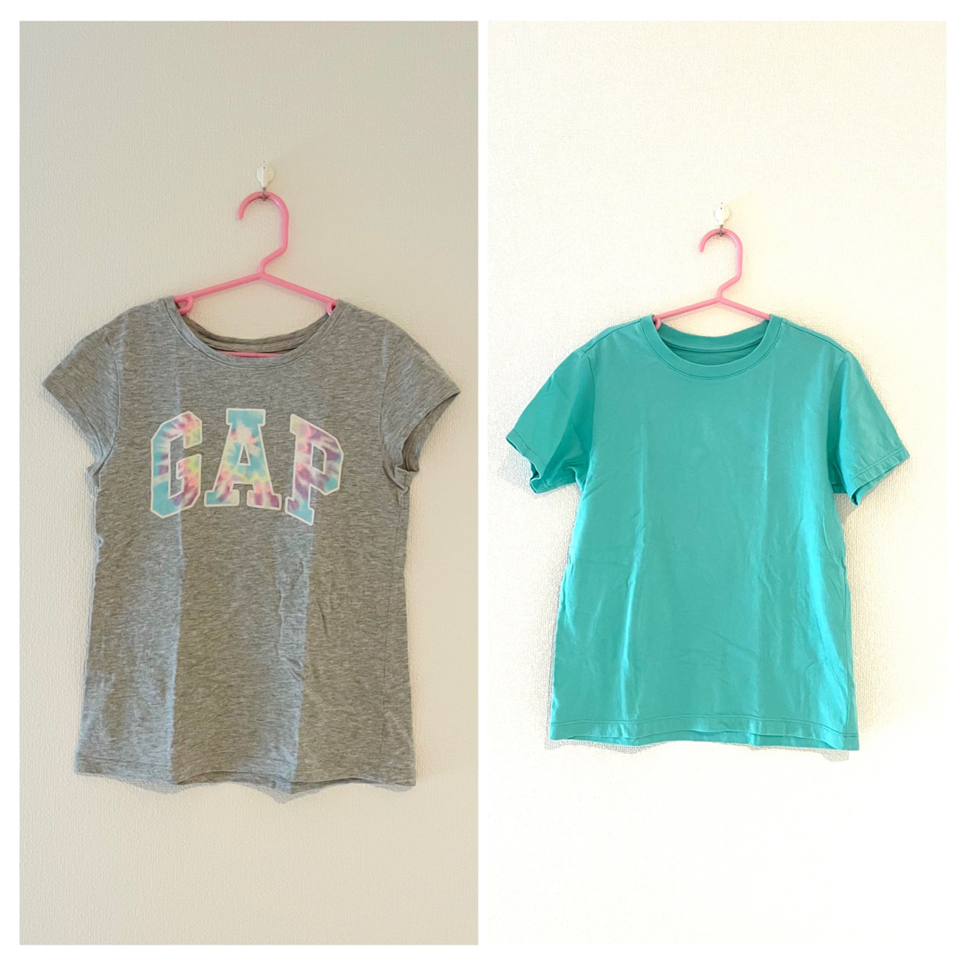 GAP Kids(ギャップキッズ)のGAP kids  & ユニクロ　Tシャツ　130cm  2点セット キッズ/ベビー/マタニティのキッズ服女の子用(90cm~)(Tシャツ/カットソー)の商品写真