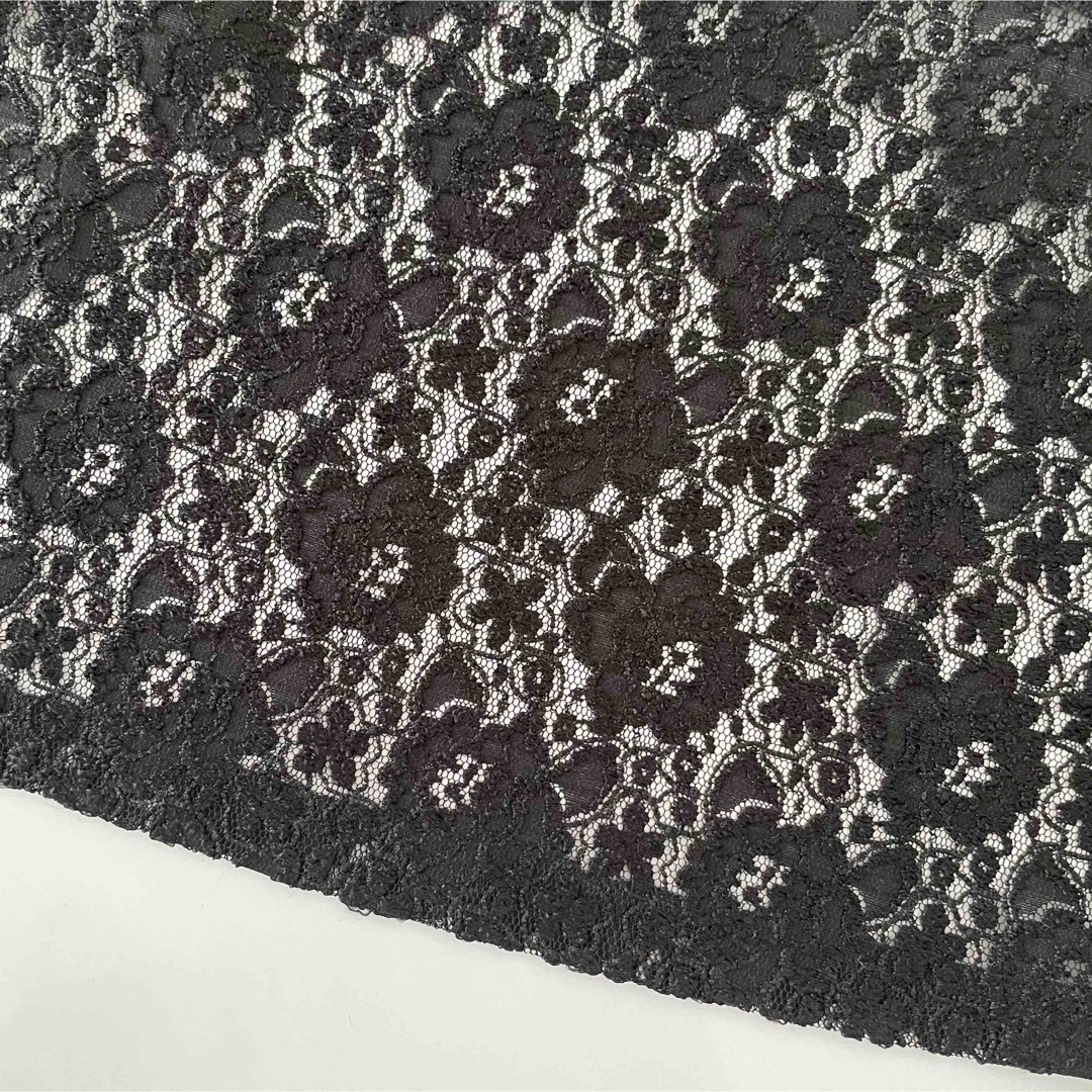 COMME CA ISM(コムサイズム)の美品 K.T キヨコタカセ フラワーレース ブラックワンピース ペチコート付き レディースのワンピース(ひざ丈ワンピース)の商品写真