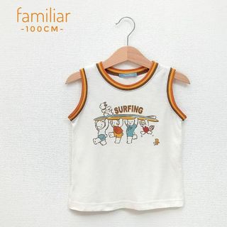 ファミリア(familiar)の✨美品✨ファミリア　タンクトップ　お友だち大集合　日本製　ホワイト　100cm(Tシャツ/カットソー)