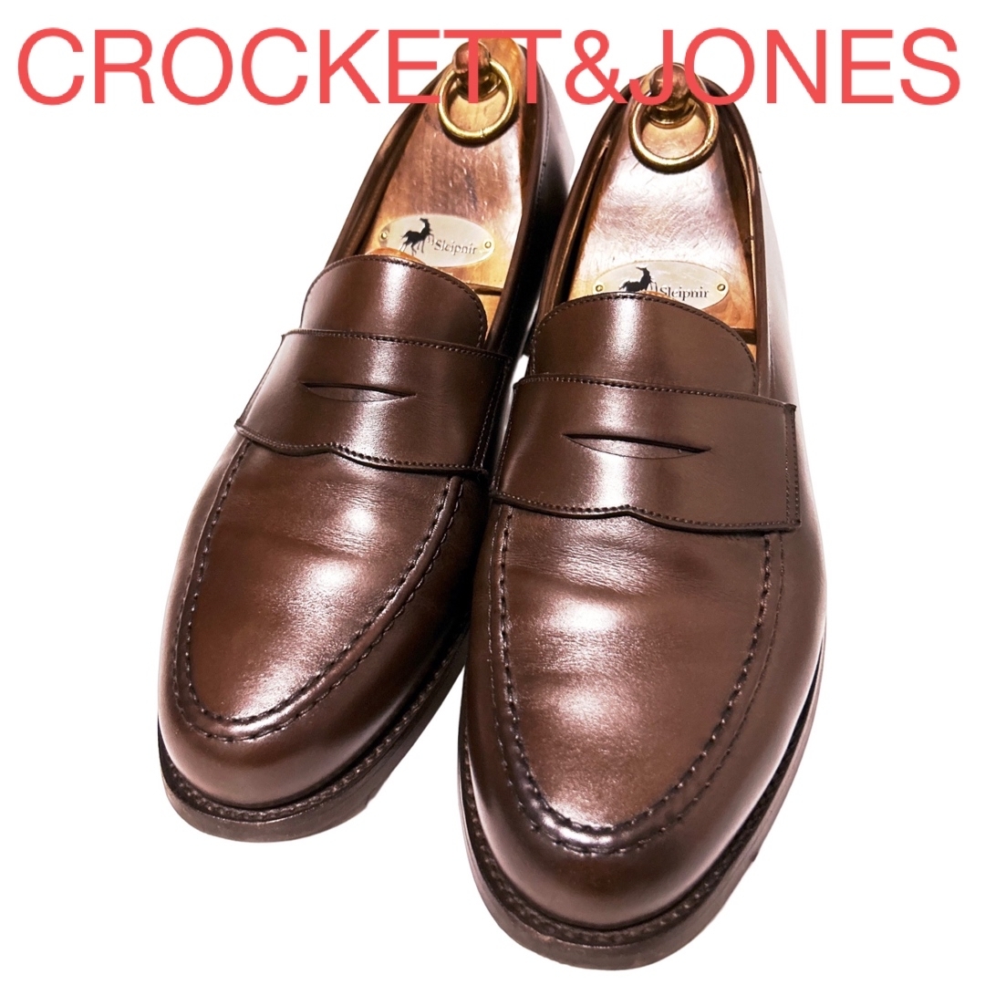 143.CROCKETT&JONES BOSTON2 コインローファー 8.5E靴/シューズ