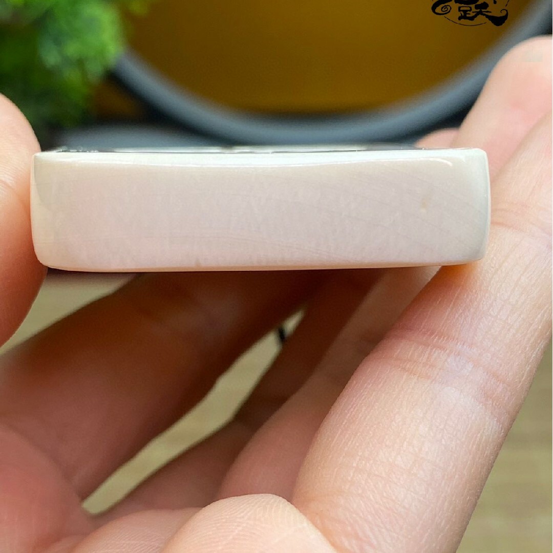 天然 モンマスの牙 精巧彫刻 福寿無事札 ペンダント-