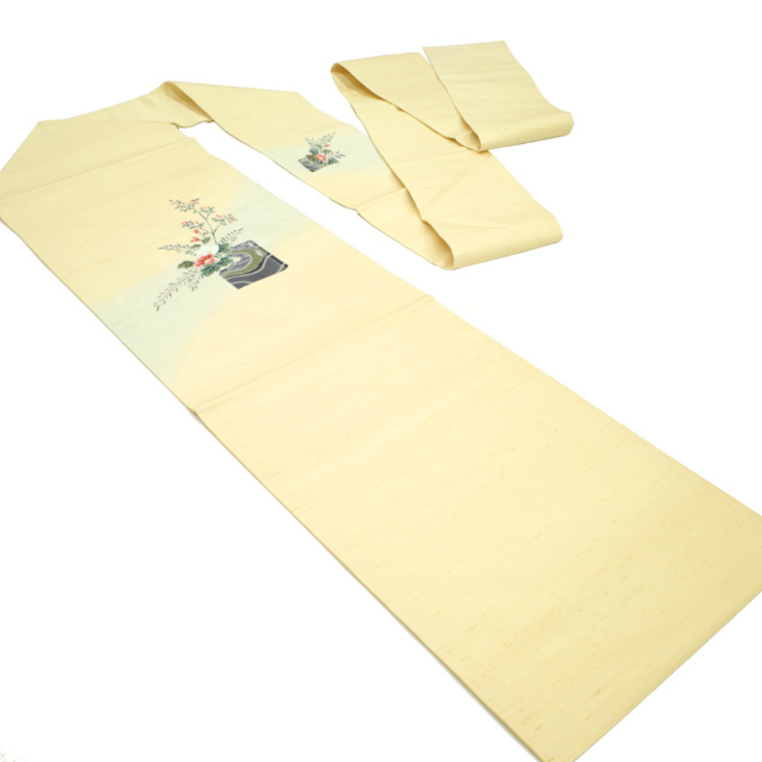 すごい値!名古屋帯 九寸 紬 手染め 正絹 上質 薄黄ベージュ すごい値!名古屋帯 九寸 紬 手染め 正絹 上質 薄黄ベージュ
