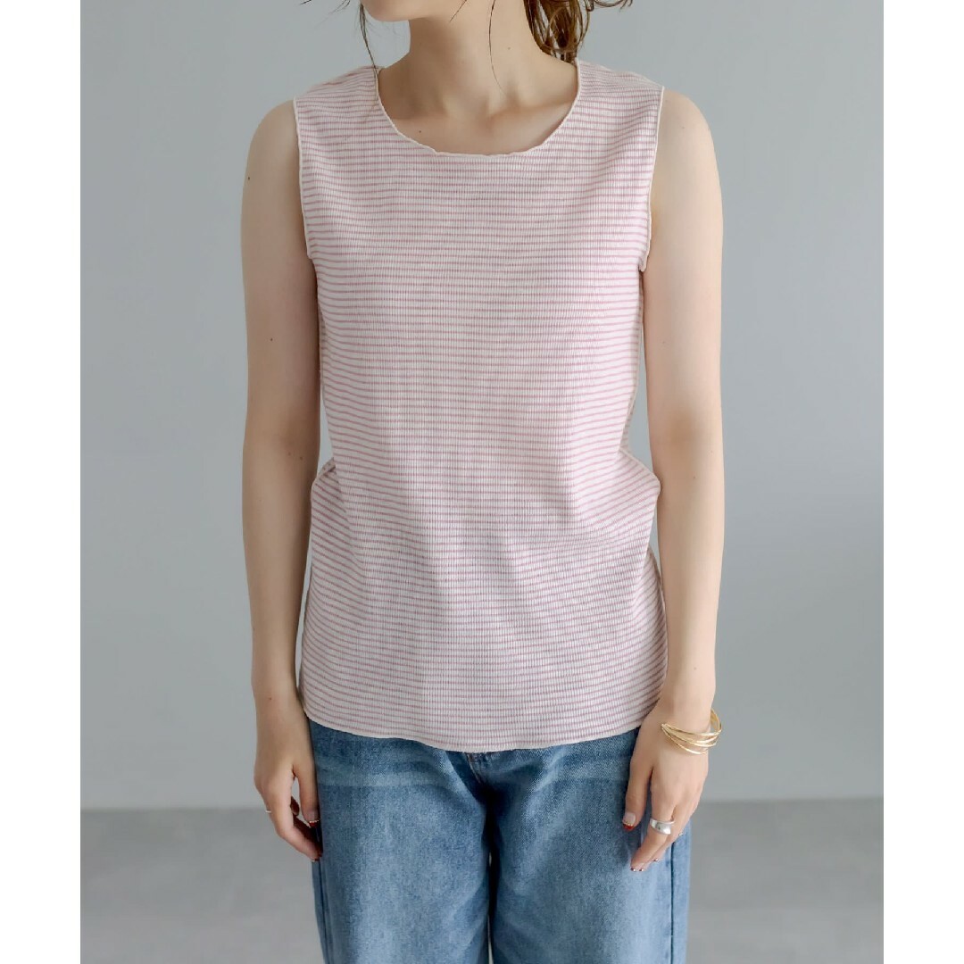 pual ce cin(ピュアルセシン)の新品【 pual ce cin ピュアルセシン 】テレコ ボーダータンクトップ レディースのトップス(タンクトップ)の商品写真