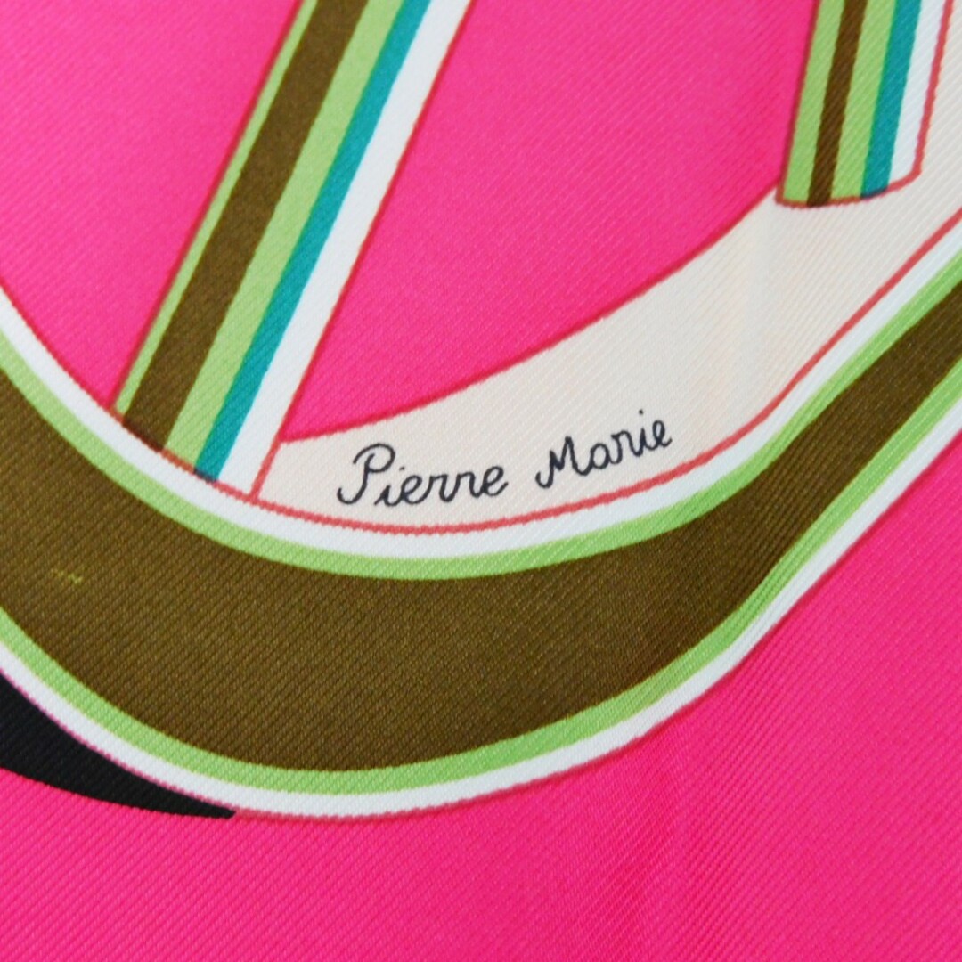 HERMES HERMES エルメス カレ 90 四輪馬車の車輪 ローズヴィフ ヴェール クレーム ピンク LES ROUES DE PHAETON シルク スカーフ 4