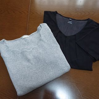 ジーユー(GU)の【美品】① GU カットソー スカラップTシャツ 2点セット シャツ ブラウス(カットソー(半袖/袖なし))