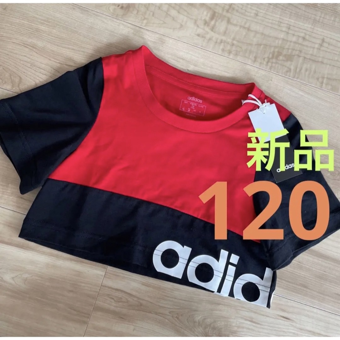 adidas(アディダス)の◾️adidas◾️ガールズ　Tシャツ　ショート丈　半袖　レッド　赤　120 キッズ/ベビー/マタニティのキッズ服女の子用(90cm~)(Tシャツ/カットソー)の商品写真