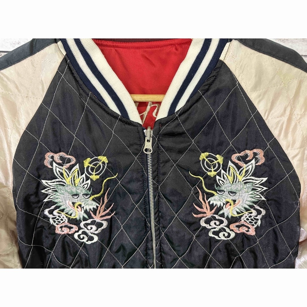 月夜野様専用!古着vintage龍、鷹 日本地図スカジャン!リバーシブルの