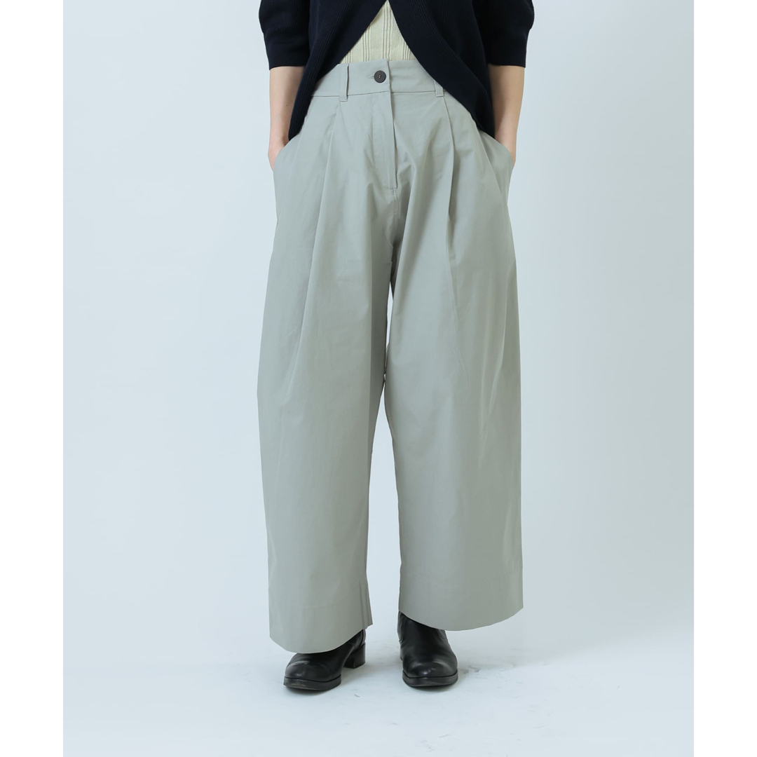 綿100％カラーSTUDIO NICHOLSON DOUBLE PLEAT ワイドレッグパンツ