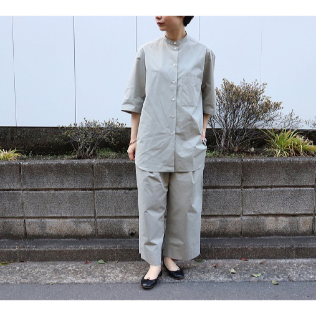 綿100％カラーSTUDIO NICHOLSON DOUBLE PLEAT ワイドレッグパンツ