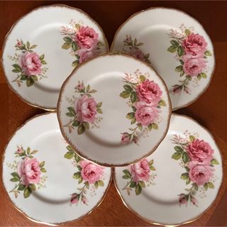 ロイヤルアルバート(ROYAL ALBERT)の【レア美品】ロイヤルアルバート★アメリカンビューティー★ケーキ皿　5枚(食器)