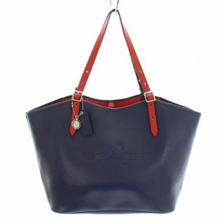 コーチ(COACH)のコーチ COACH パンチングロゴトートバッグ レザー ロゴチャーム付き 紫 赤(トートバッグ)