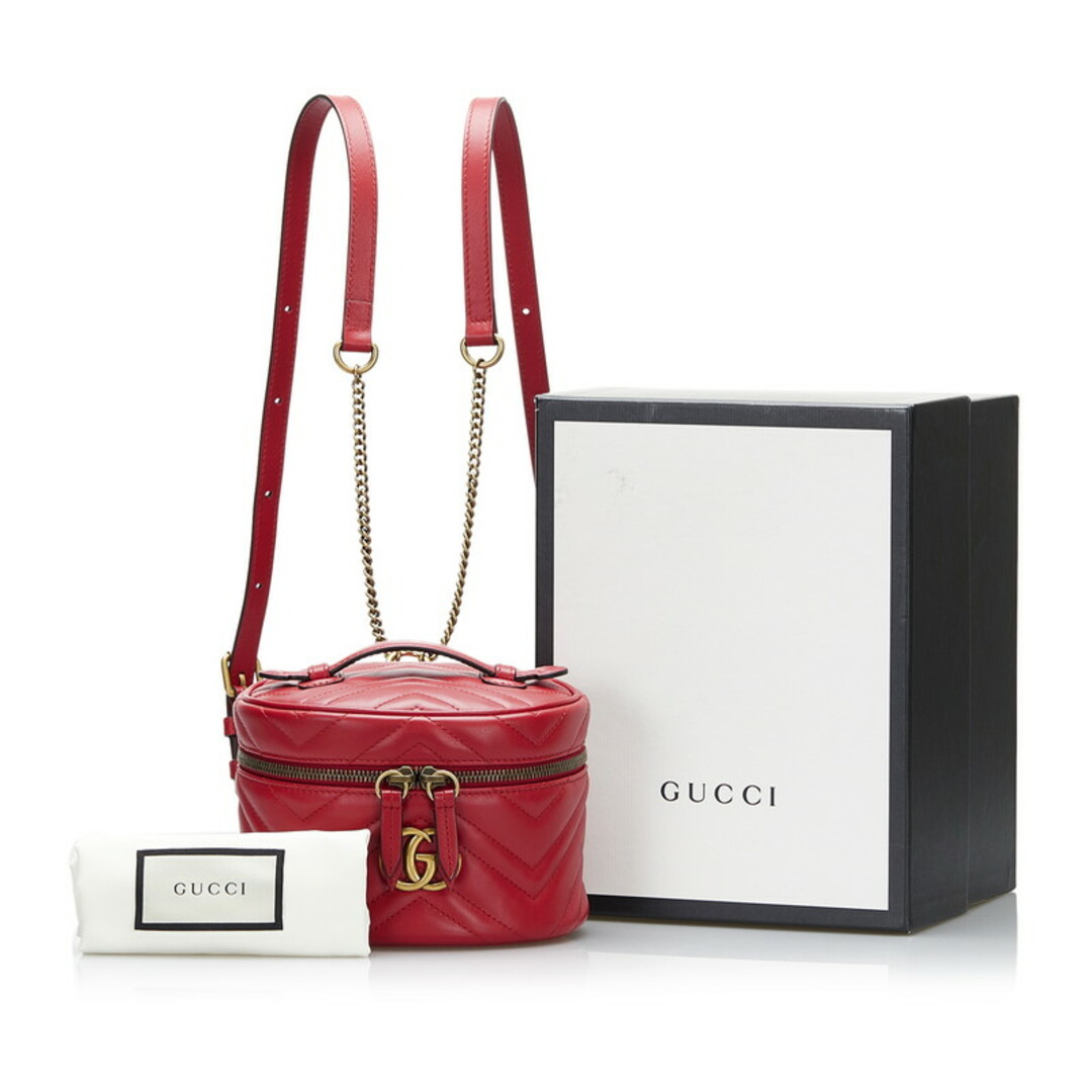 美品 グッチ GGマーモント リュック バックパック バニティ 2WAY 598594 レザー レディース GUCCI 【1-0097266】