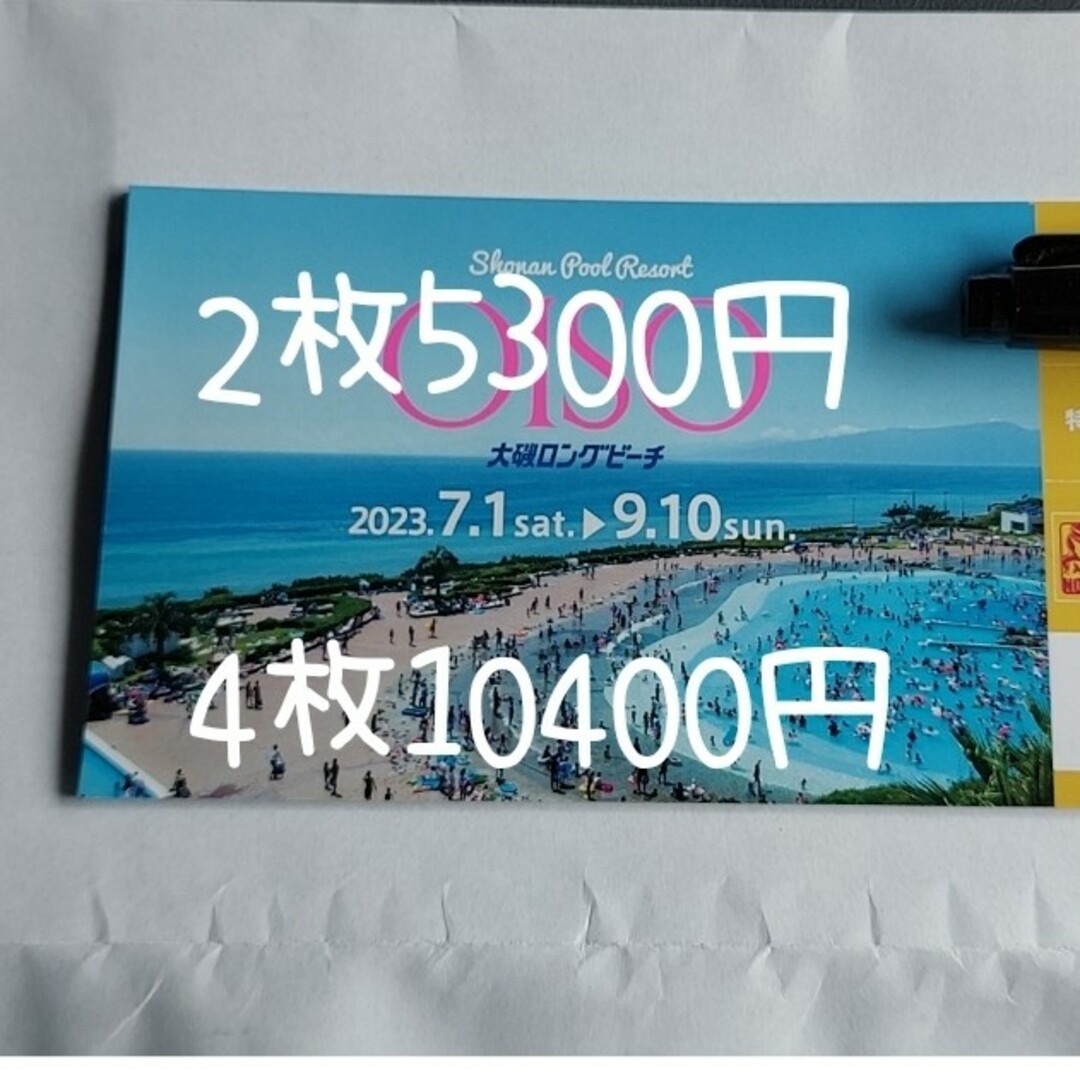 大磯ロングビーチ 入場引換券 2枚　お盆期間利用可