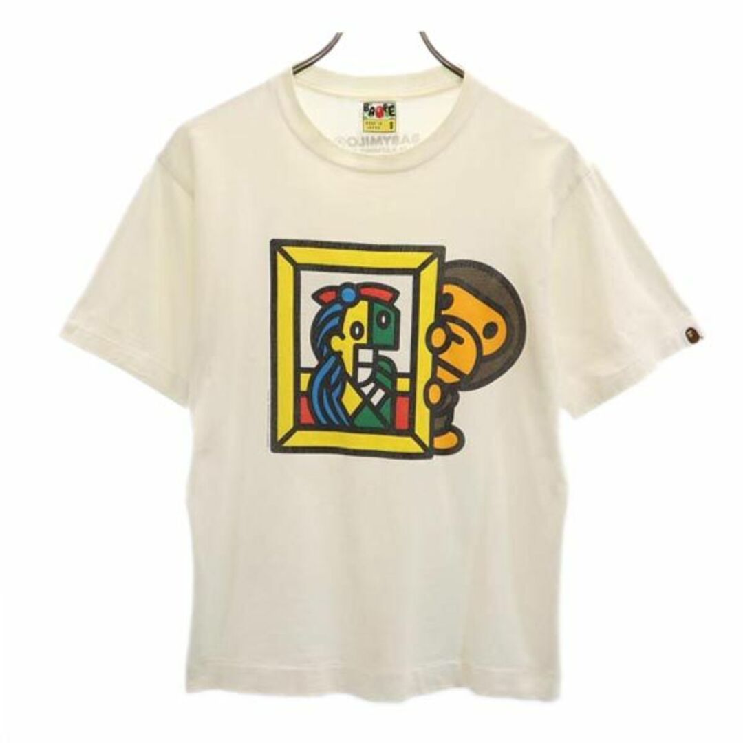 ベイプ 日本製 プリント 半袖 Tシャツ S ホワイト系 BAPE A BATHING APE アベイシングエイプ ロゴ メンズ   【230628】 メール便可