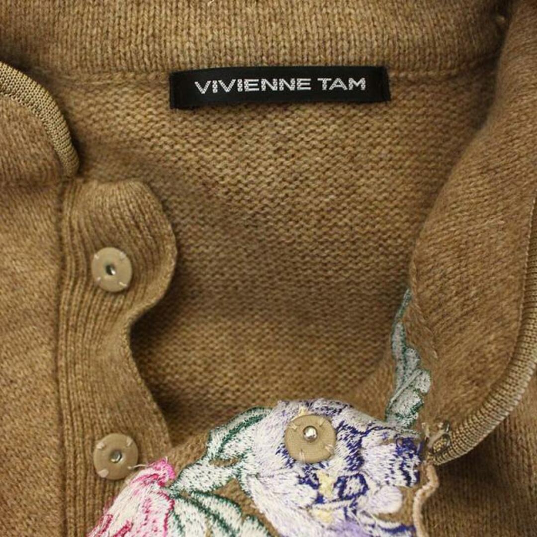 VIVIENNE TAM(ヴィヴィアンタム)のヴィヴィアンタム チャイナワンピース ニット 膝丈 半袖 刺繍 ウール 0 レディースのワンピース(ひざ丈ワンピース)の商品写真