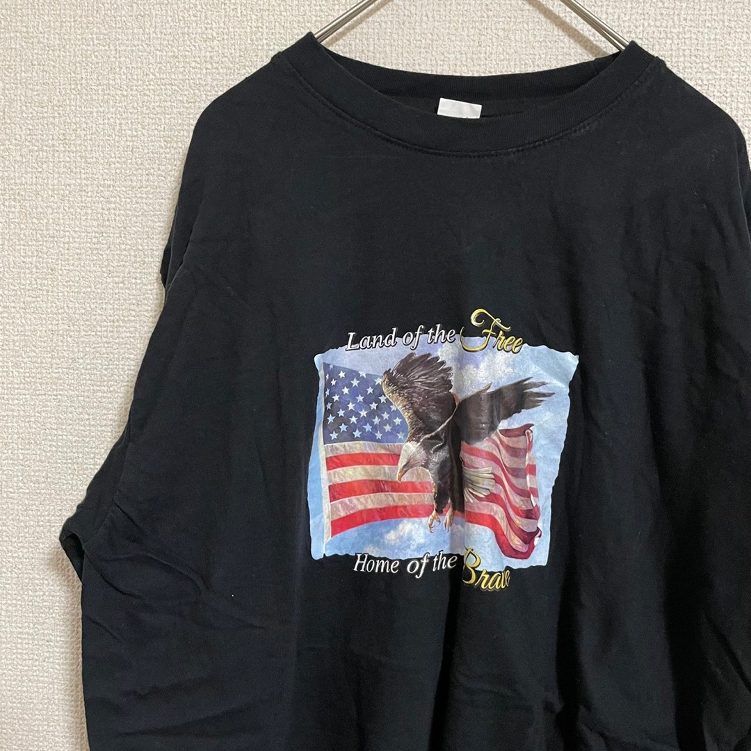 ●450【美品】US古着 アメリカ 国旗 アニマル ワシ 鷲 鷹 Tシャツ 半袖 メンズのトップス(Tシャツ/カットソー(半袖/袖なし))の商品写真
