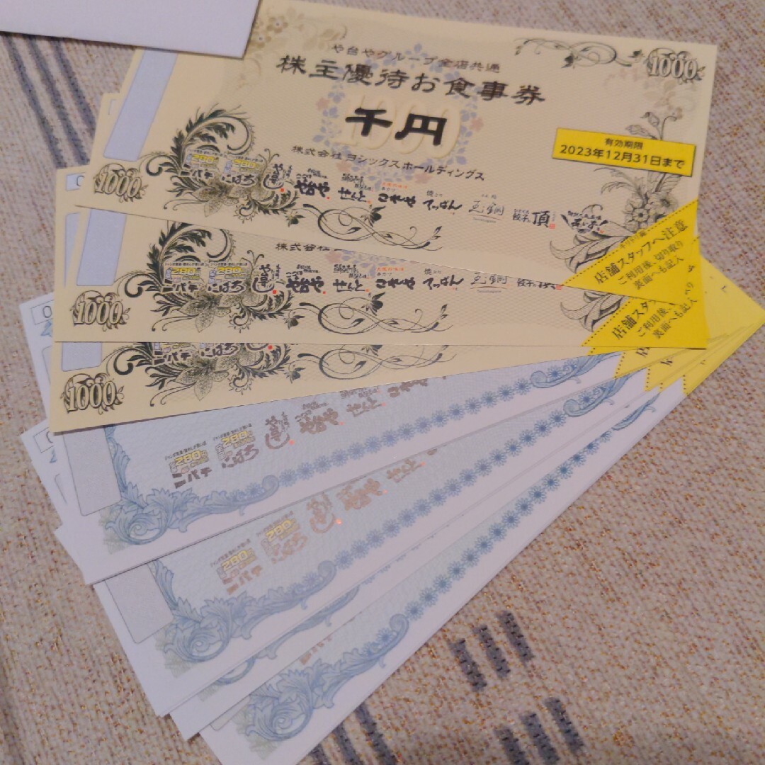 ヨシックスホールディングス株優待券3000円分+20％割引券