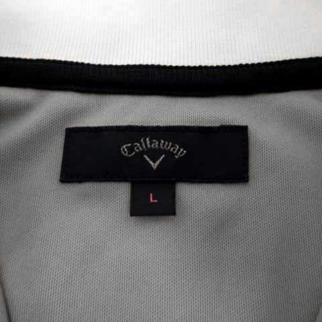 Callaway(キャロウェイ)のCALLAWAY ポロシャツ 半袖 ロゴ刺繍 ストライプ グレー 紫 紺 白 L スポーツ/アウトドアのゴルフ(ウエア)の商品写真