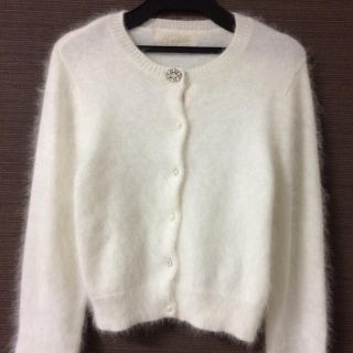 プロポーションボディドレッシング(PROPORTION BODY DRESSING)の2月まで販売♡定価の80%OFF♡アンゴラビジューカーディガン♡ホワイト(カーディガン)