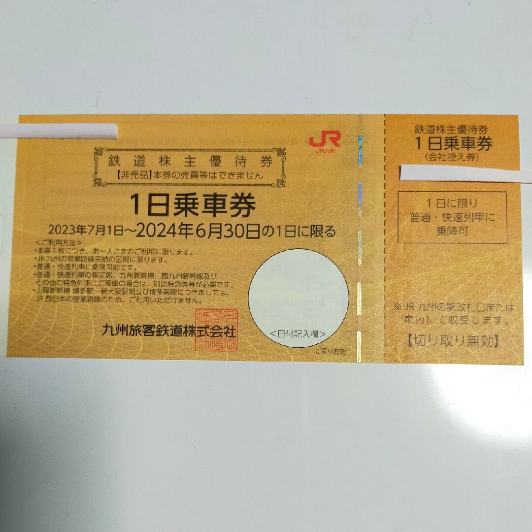 JR九州 鉄道株主優待 １日乗車券 6枚