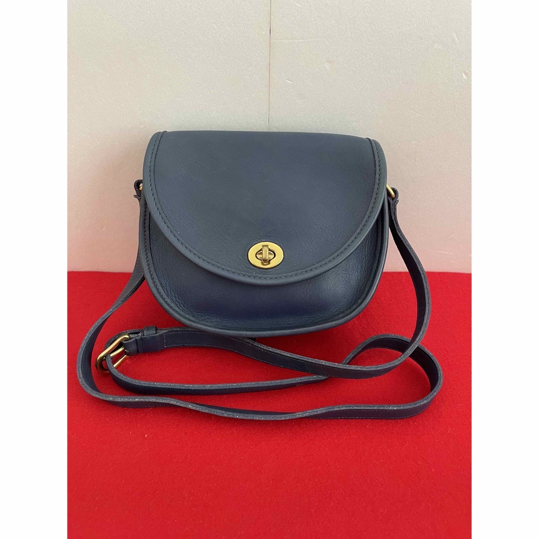 COACH オールドコーチ ヴィンテージ ショルダーバッグ レザー 紺 正規