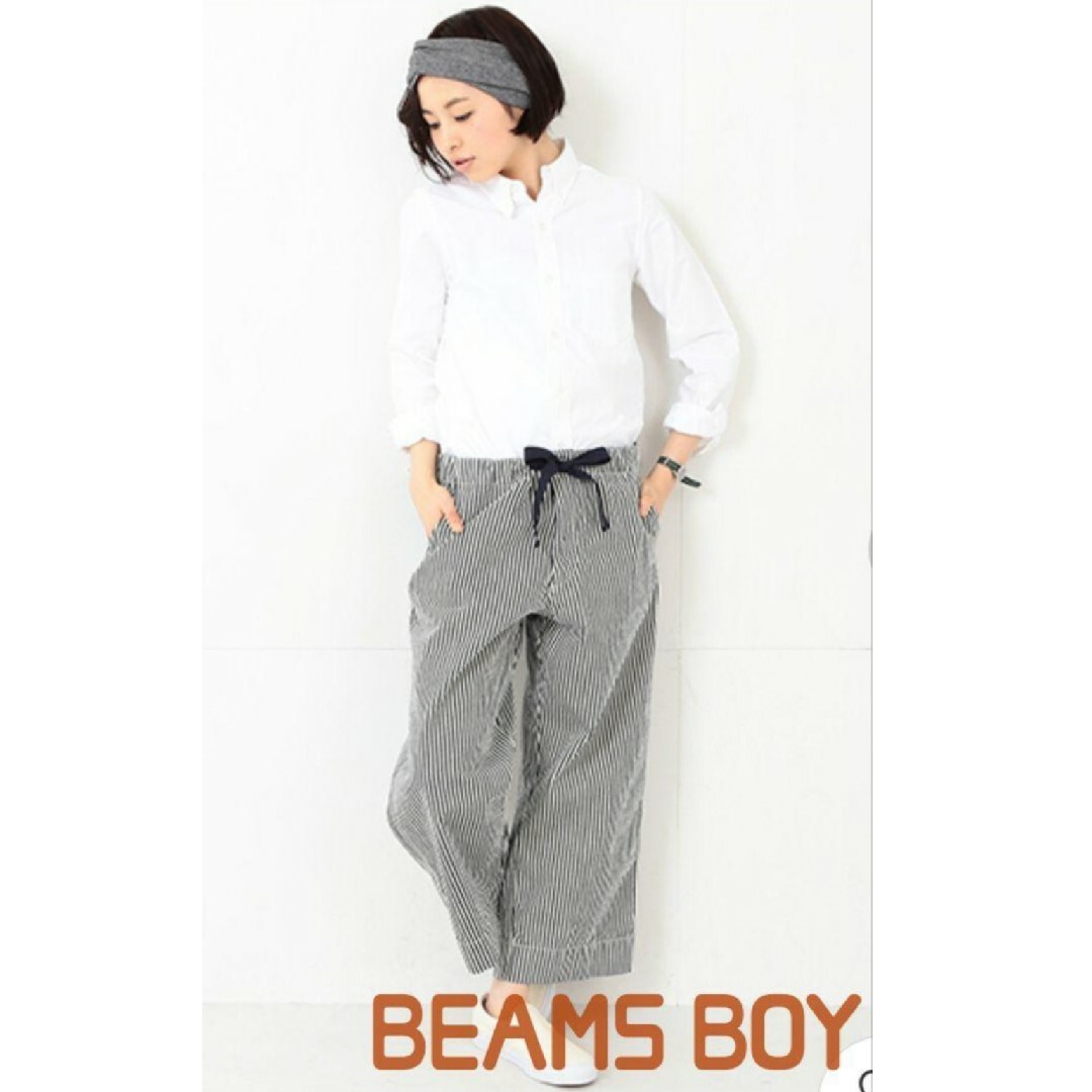 BEAMS BOY(ビームスボーイ)の【送料無料レディース】BEAMS BOY　ヒッコリーワイドクロップドパンツ　F レディースのパンツ(カジュアルパンツ)の商品写真