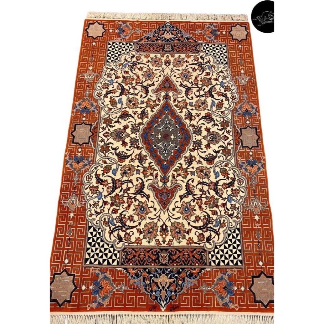 ペルシャ絨毯 イスファハン 高品質 203x130cm 手織り ラグ リビング