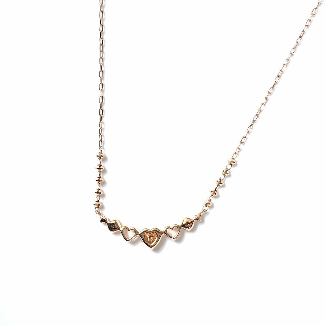 【4℃】K10 ダイヤモンド ハートモチーフ ピンクゴールド ネックレス