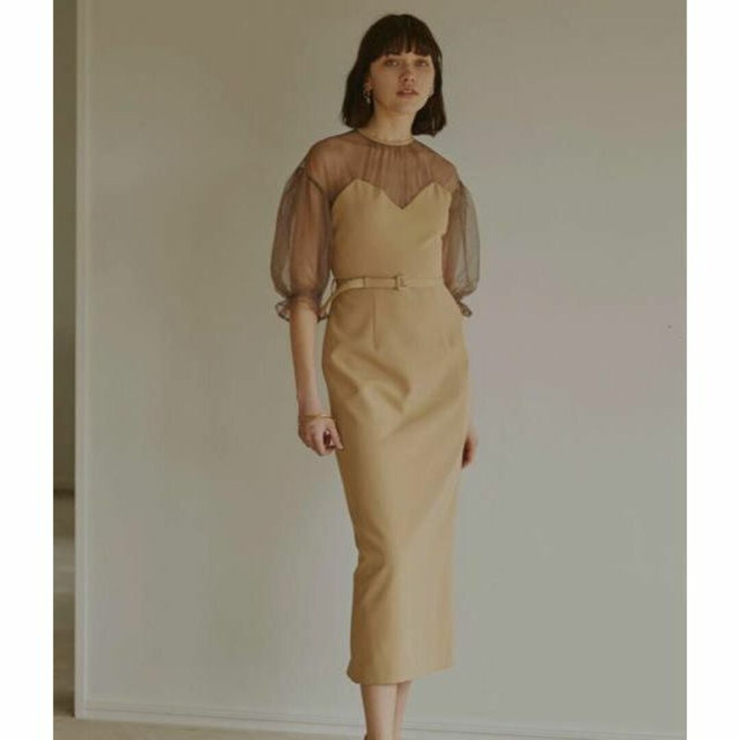 Ameri VINTAGE(アメリヴィンテージ)の新品 AMERI AIRY SLEEVE TIGHT DRESS レディースのワンピース(ロングワンピース/マキシワンピース)の商品写真