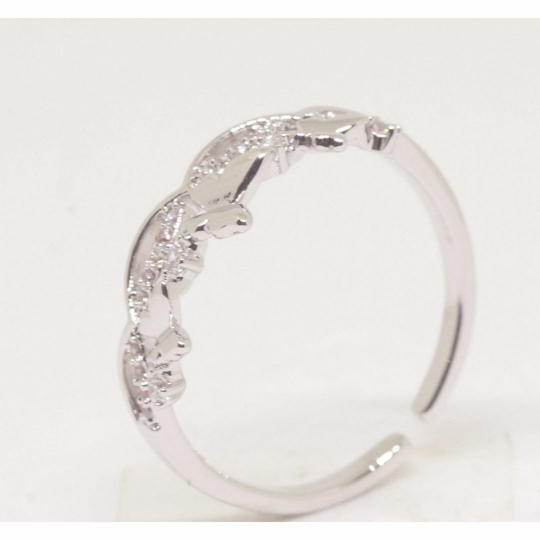 18K RGP プラチナ ダイヤ CZ 蝶々 リング yu1148e レディースのアクセサリー(リング(指輪))の商品写真