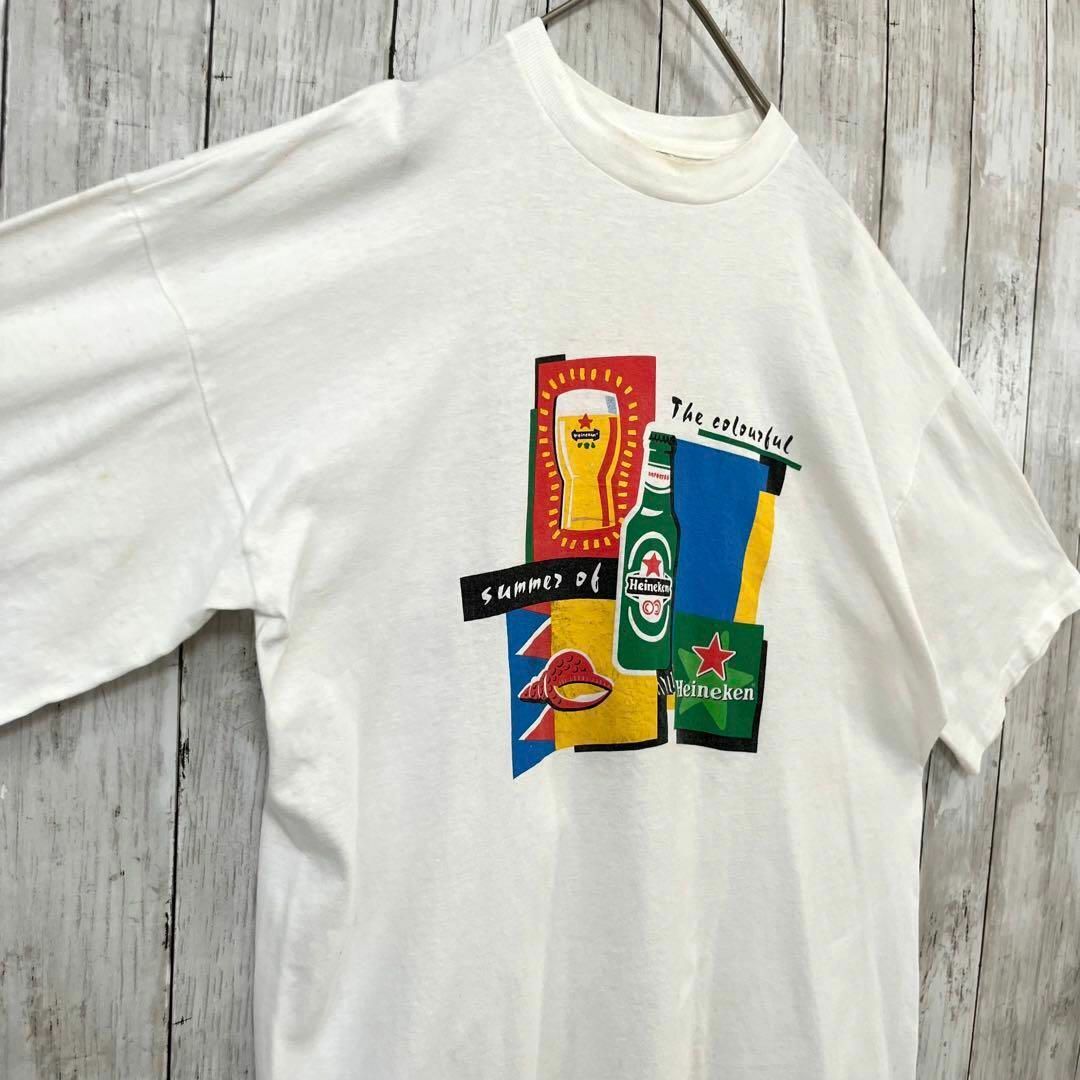 90s' ハイネケン Tシャツ ワンポイント ホワイト シングルステッチ - T