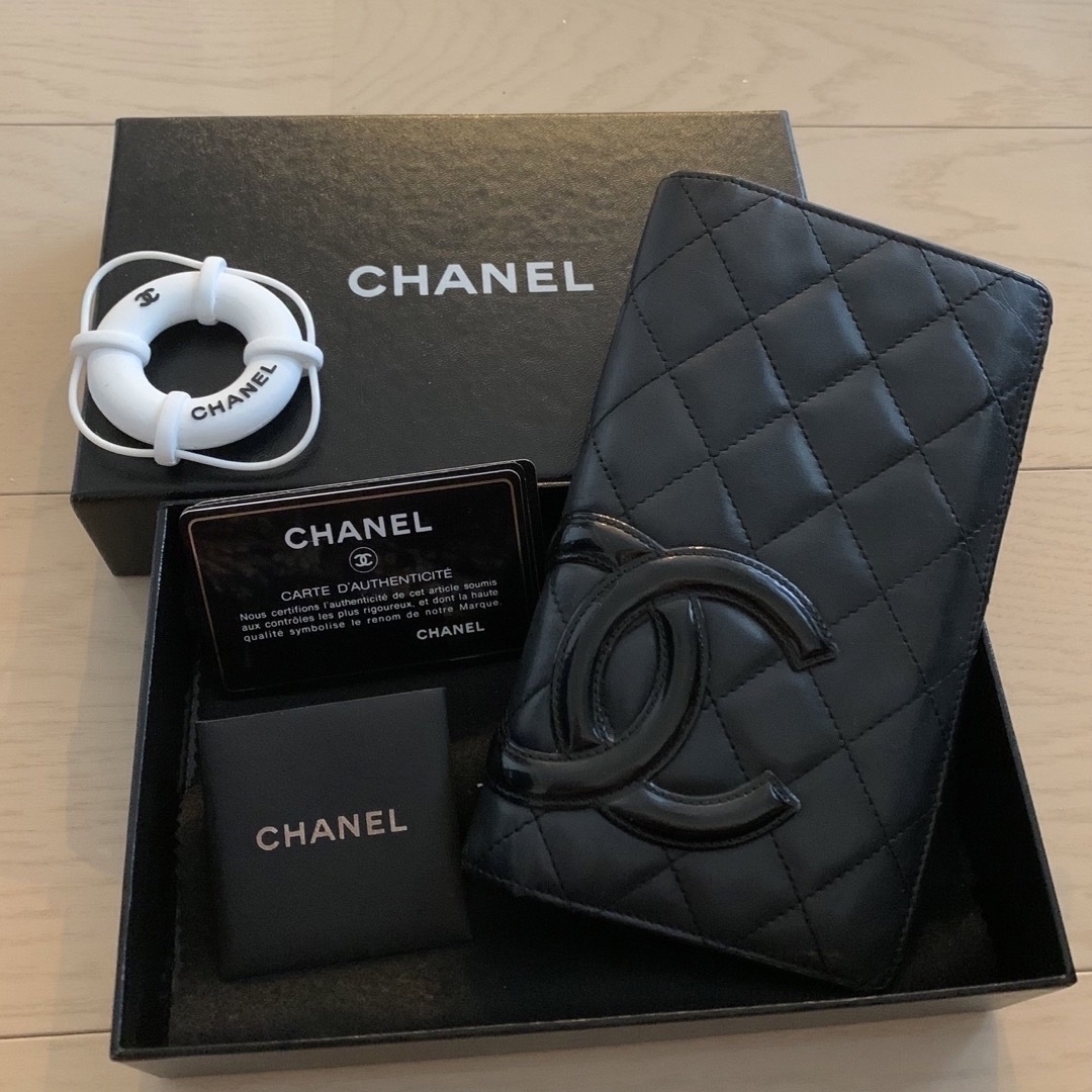 CHANEL カンボンライン　長財布　財布　黒　ピンク