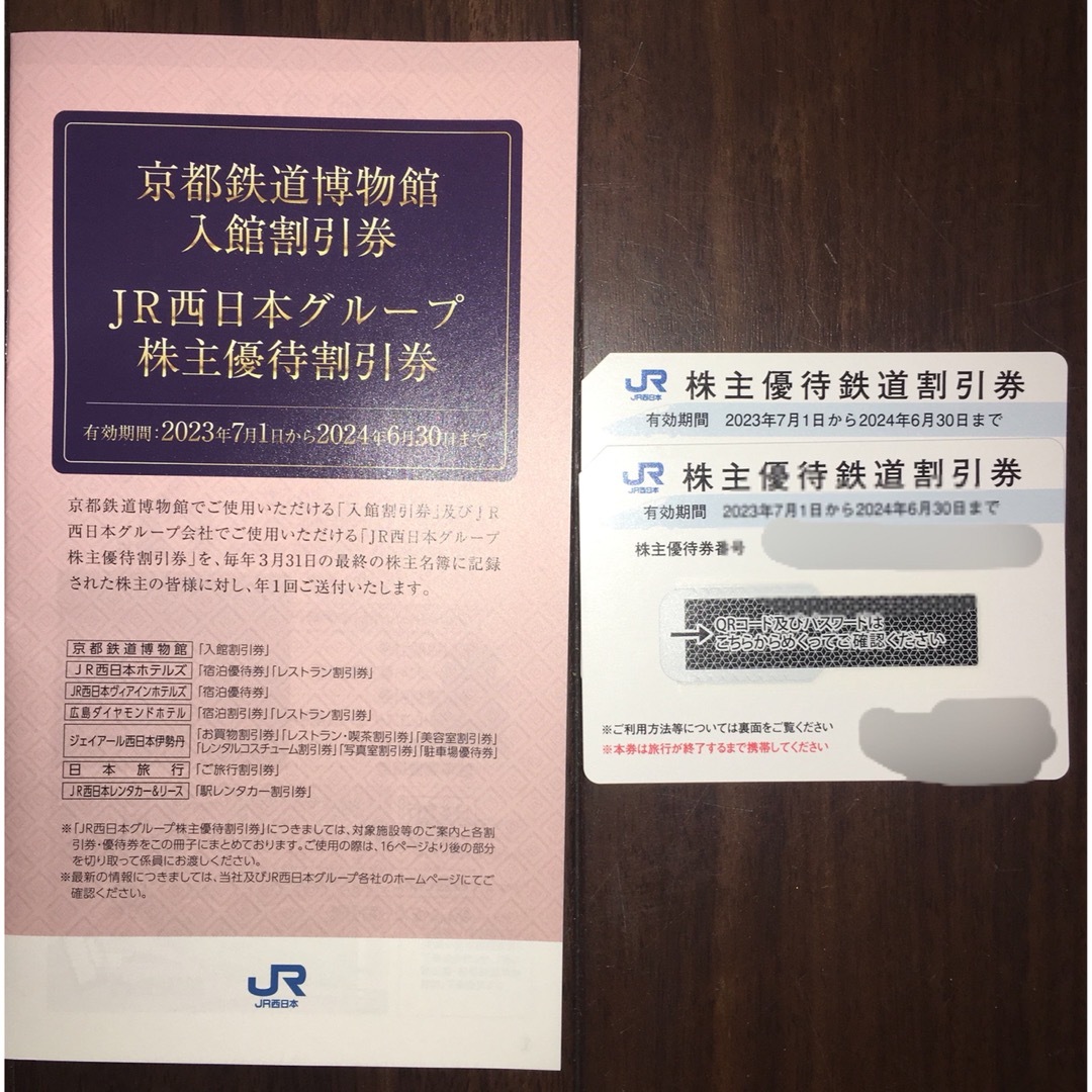 JR(ジェイアール)の2枚　JR西日本株主優待鉄道割引券 チケットの優待券/割引券(その他)の商品写真