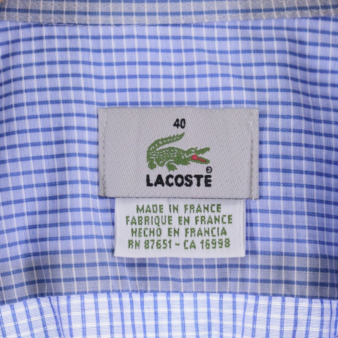 LACOSTE(ラコステ)の古着 90年代 ラコステ LACOSTE フレンチラコステ 長袖 ボタンダウンチェックシャツ フランス製 40 メンズM ヴィンテージ /eaa348233 メンズのトップス(シャツ)の商品写真