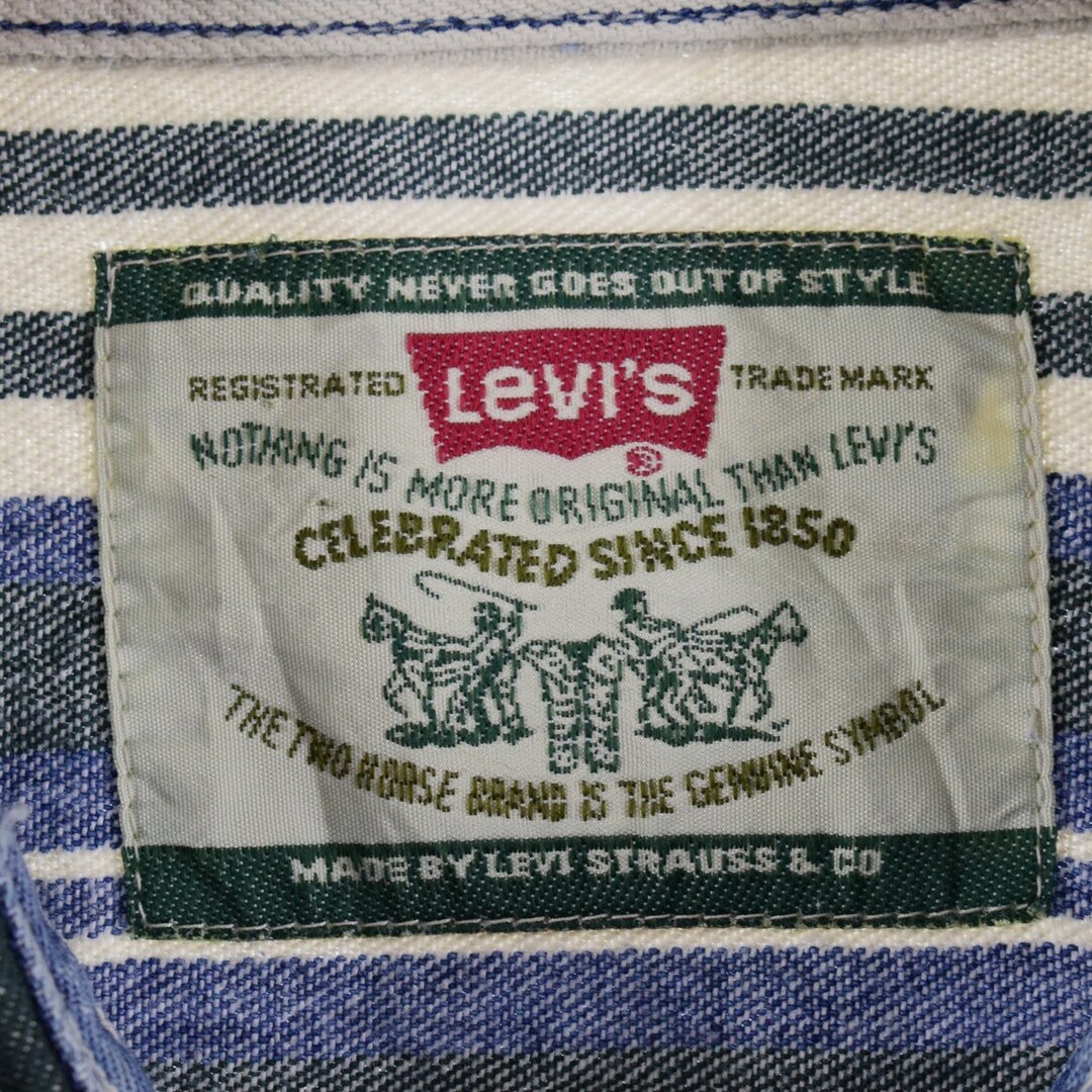 Levi's(リーバイス)の古着 リーバイス Levi's ストライプ柄 マルチストライプ 長袖 デニムシャツ メンズXXL /eaa348242 メンズのトップス(シャツ)の商品写真