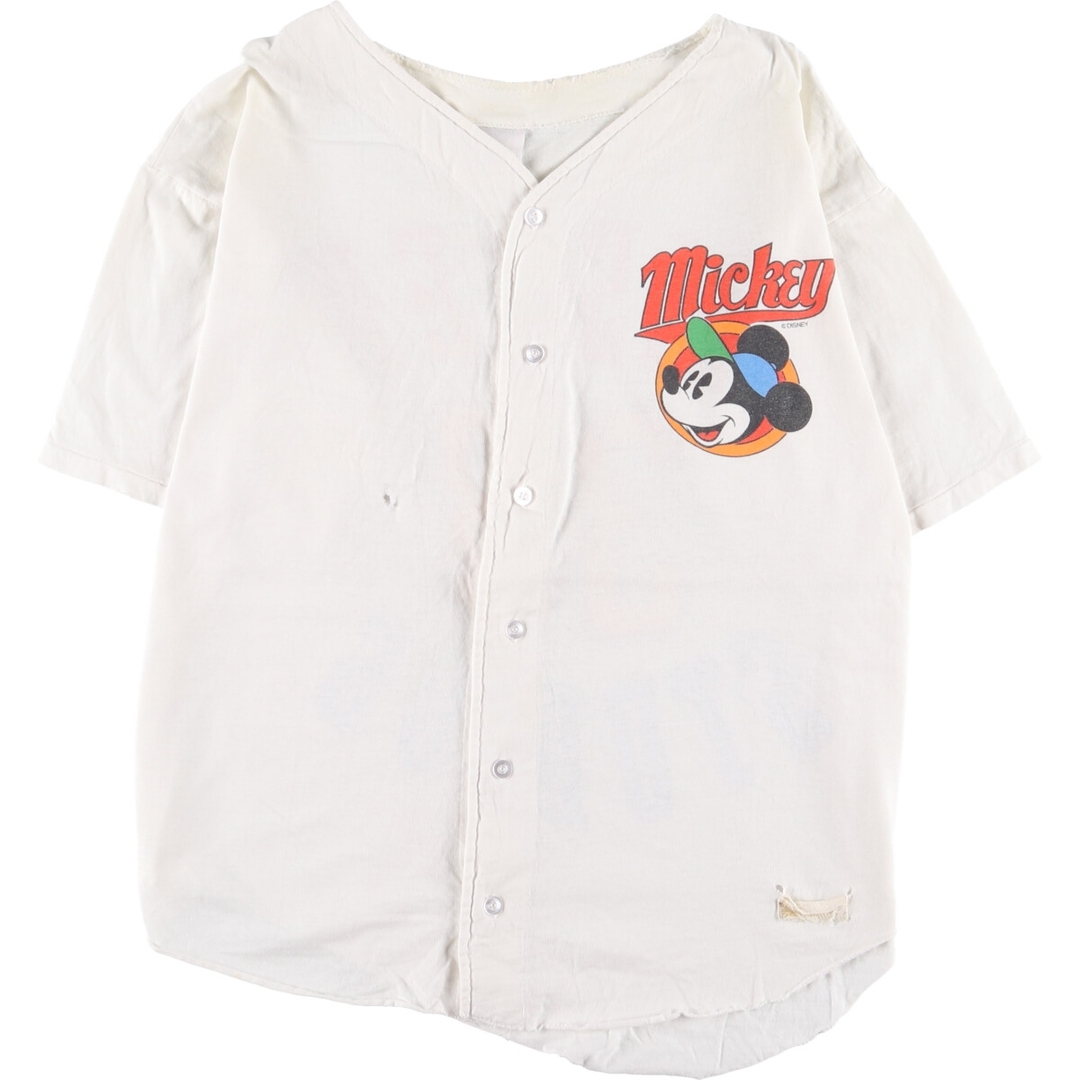 90年代 BEEZIL MICKEY MOUSE ミッキーマウス 両面プリント ゲームシャツ ベースボールシャツ USA製 メンズL ヴィンテージ /eaa346640