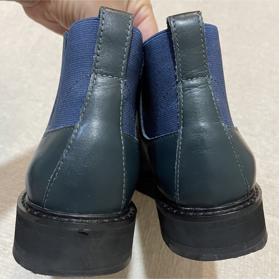Plantation プランテーション バックゴアブーツ ブルー系 本革 S - ブーツ