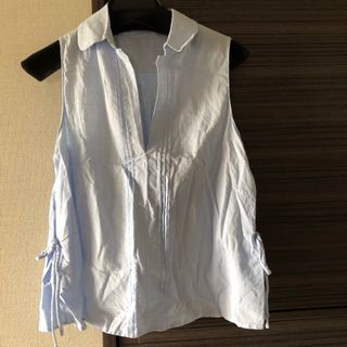 ザラ(ZARA)のZARA ノースリーブ　シャツ XS　麻　サマーシャツ　襟(シャツ/ブラウス(半袖/袖なし))