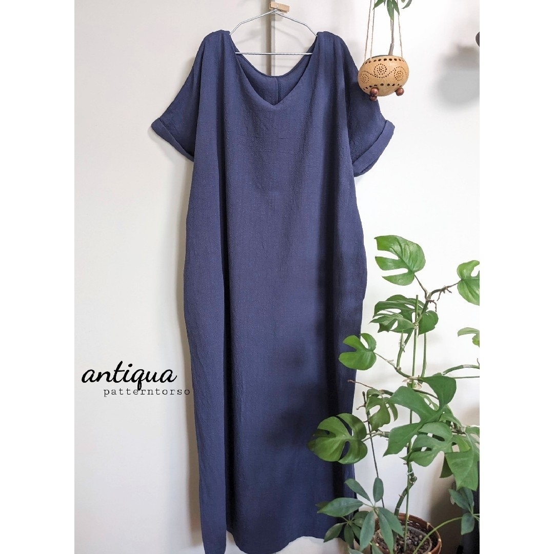 antiqua(アンティカ)の【erika369様専用】ロングワンピース リネン混 サックワンピース レディースのワンピース(ロングワンピース/マキシワンピース)の商品写真