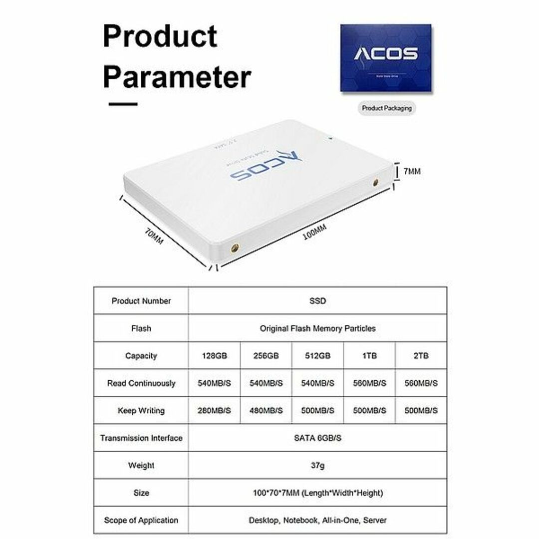 60％以上節約 ACOS SATA 512GB SSD 2.5インチ タブレット