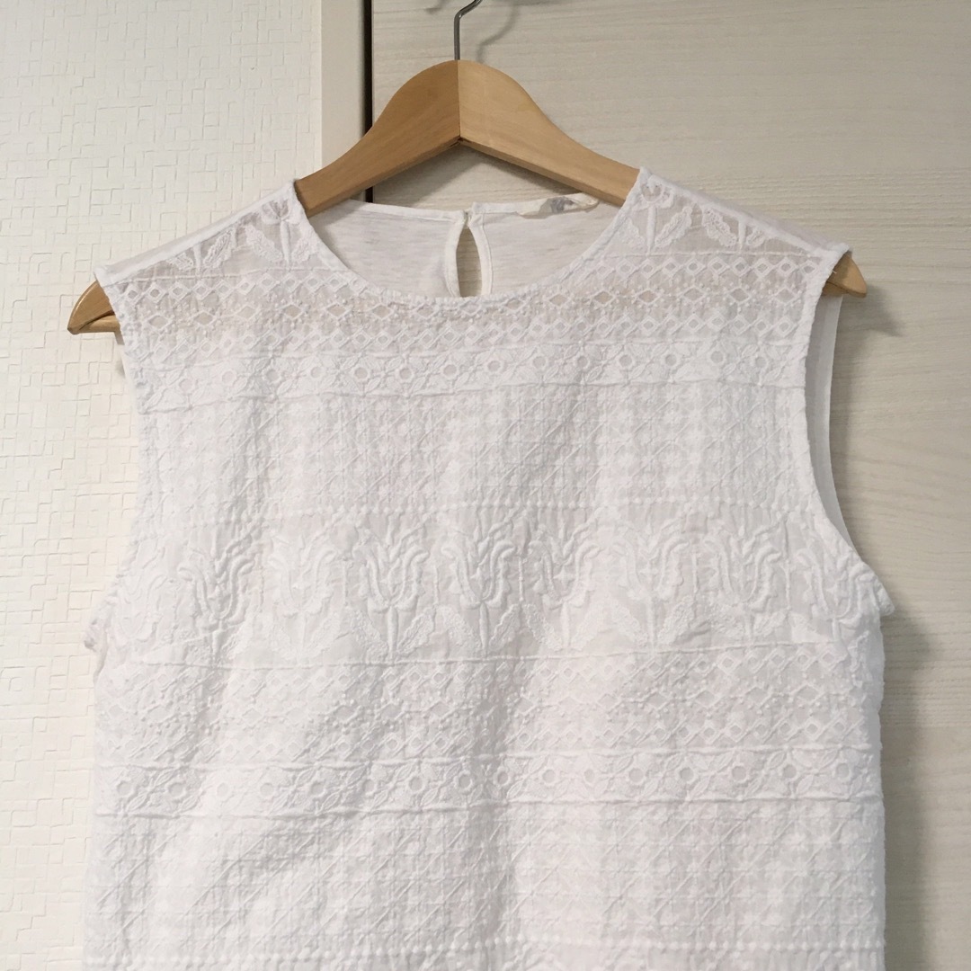 45rpm 45r 刺繍ノースリーブブラウス-