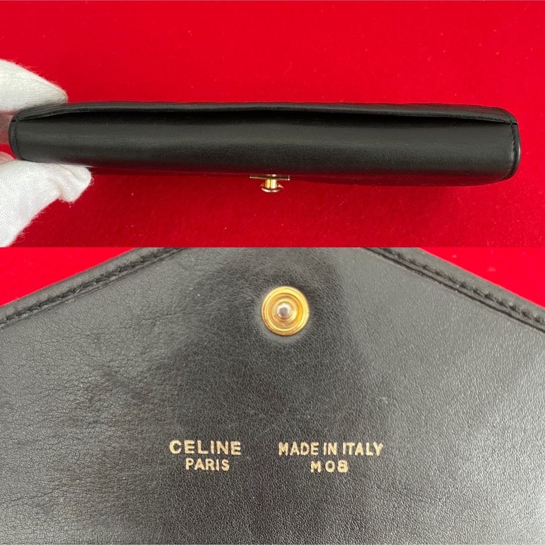 celine(セリーヌ)のCELINE セリーヌ　ヴィンテージ 長財布　レザー　黒　がま口　ガンチーニ レディースのファッション小物(財布)の商品写真