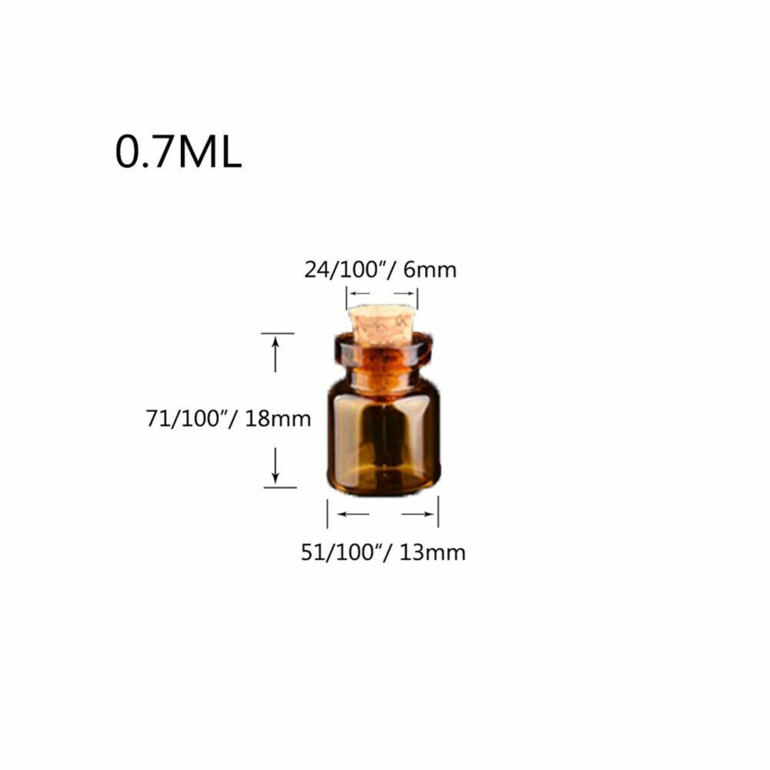 【色: こはく】100個0.7 mlミニブラウンガラスボトルジャーコルクストッパ