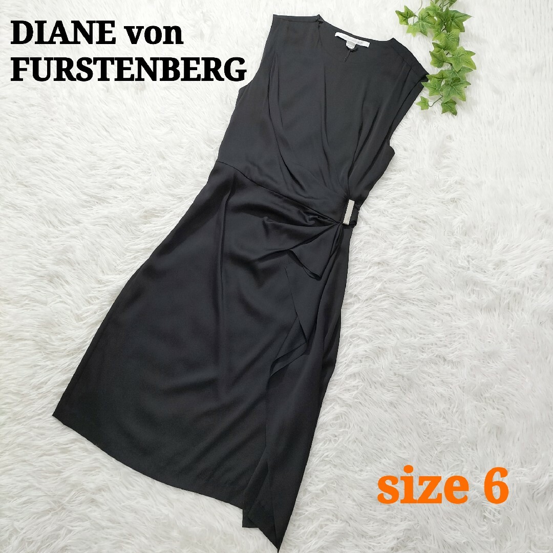 DIANE von FURSTENBERG(ダイアンフォンファステンバーグ)の✨美品✨ DVF シルクワンピース ノースリーブ ドレス 上品 ひざ丈 6サイズ レディースのワンピース(ひざ丈ワンピース)の商品写真